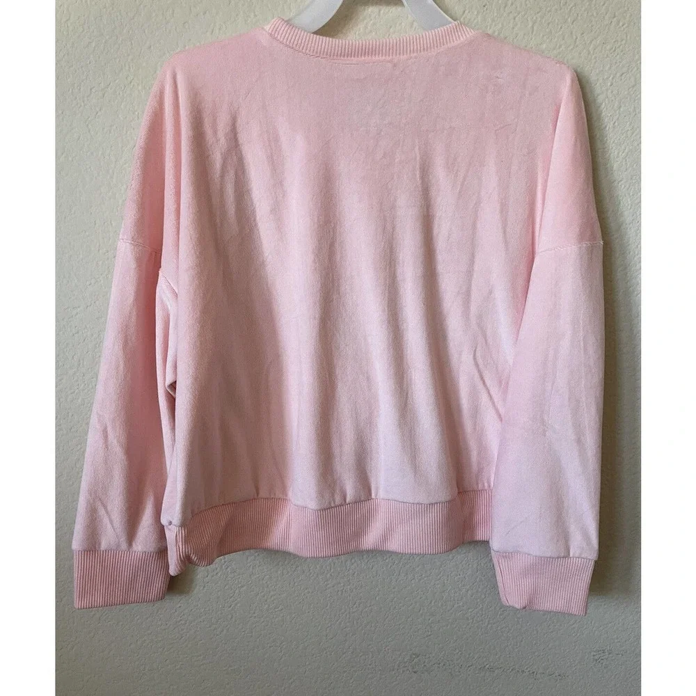 Justice Berry Burst Pink Furry Friend Yawn Drop Long Sleeve Velour Top Size 10